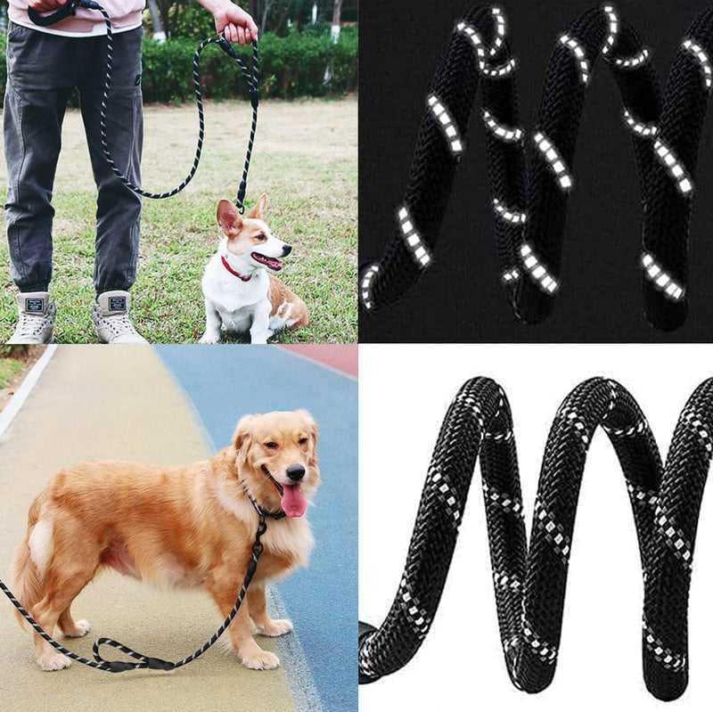 6FT Dog Lead, Reflective Dog Lead with Comfortable Foam Handle for All Size Dogs (Black) Black 1.8m 6ft - PawsPlanet Australia
