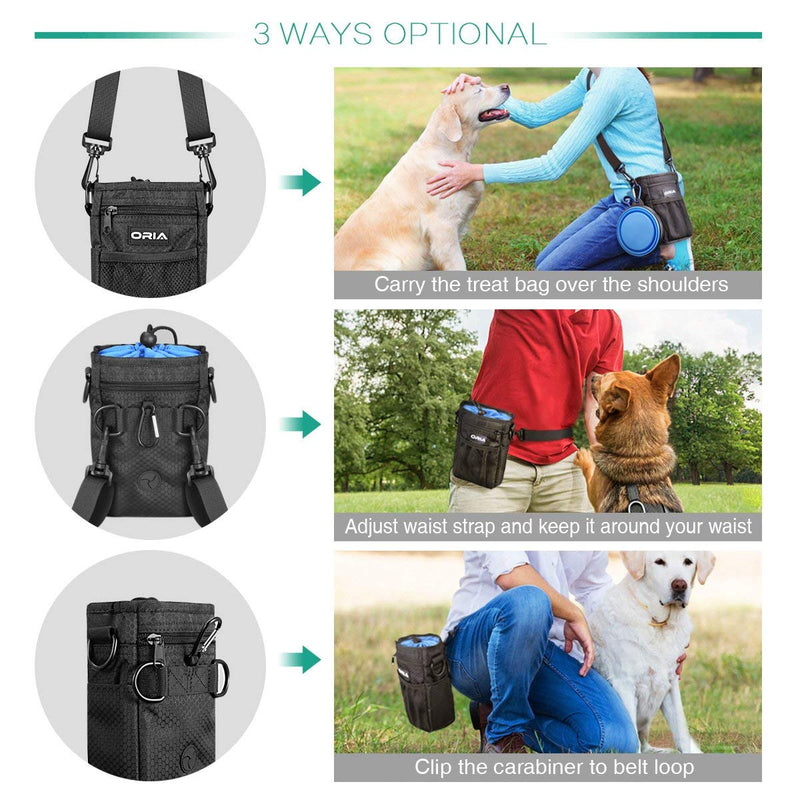 [Australia] - ORIA Dog Training Pouch, Dog Treat Bag, Pet Training Waist Bag with Adjustable Strap, Collapsible Dog Bowl, Storage for Treats, Toys and Training Accessories Blue 