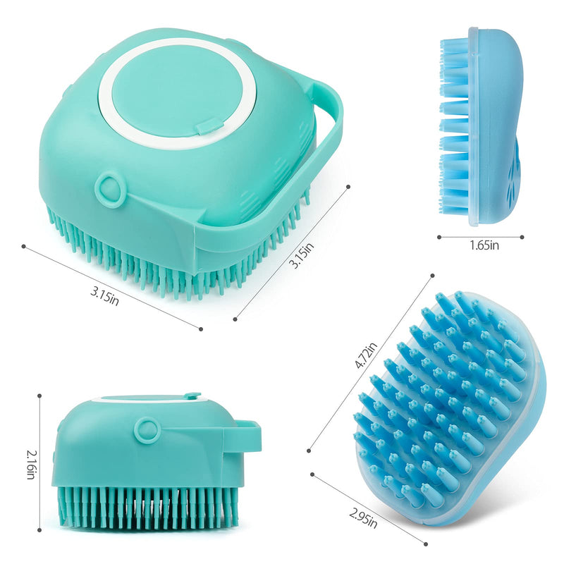 2Pack Dog Bath Brush, Soft Silicone Pet Shampoo Massage Dispenser Grooming Shower Brush for Short Long Haired Dogs and Cats Washing, ISWAYSTORE - PawsPlanet Australia