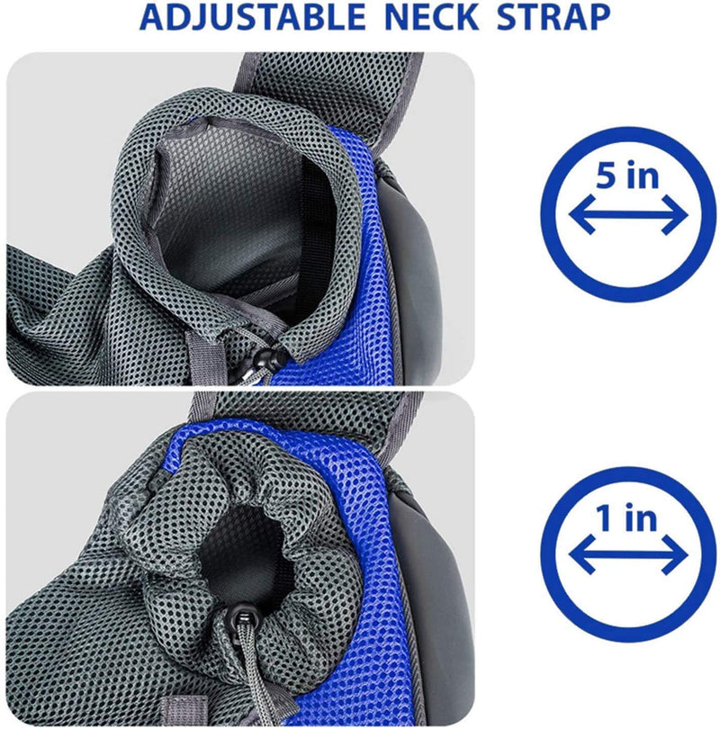 Pet Carrier Sling Breathable Mesh Hand Free Shoulder Tote Bag for Dog Cat Puppy Doggy Small Animals Below 10lb Adjustable Padded Shoulder Strap with Front Pocket Dog Carry for Outdoor Walking Travel Blue+Grey - PawsPlanet Australia