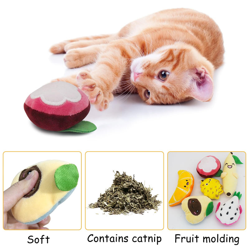 Andiker Cat Catnip Toy for Cats, 6 Pcs Fruit Type Cat Chew Toy with Catnip, Soft&Cute Plush Cat Toys for Indoor Cats to Playing Chewing Teeth Cleaning Cat Interactive Toys (6pcs) 6pcs - PawsPlanet Australia