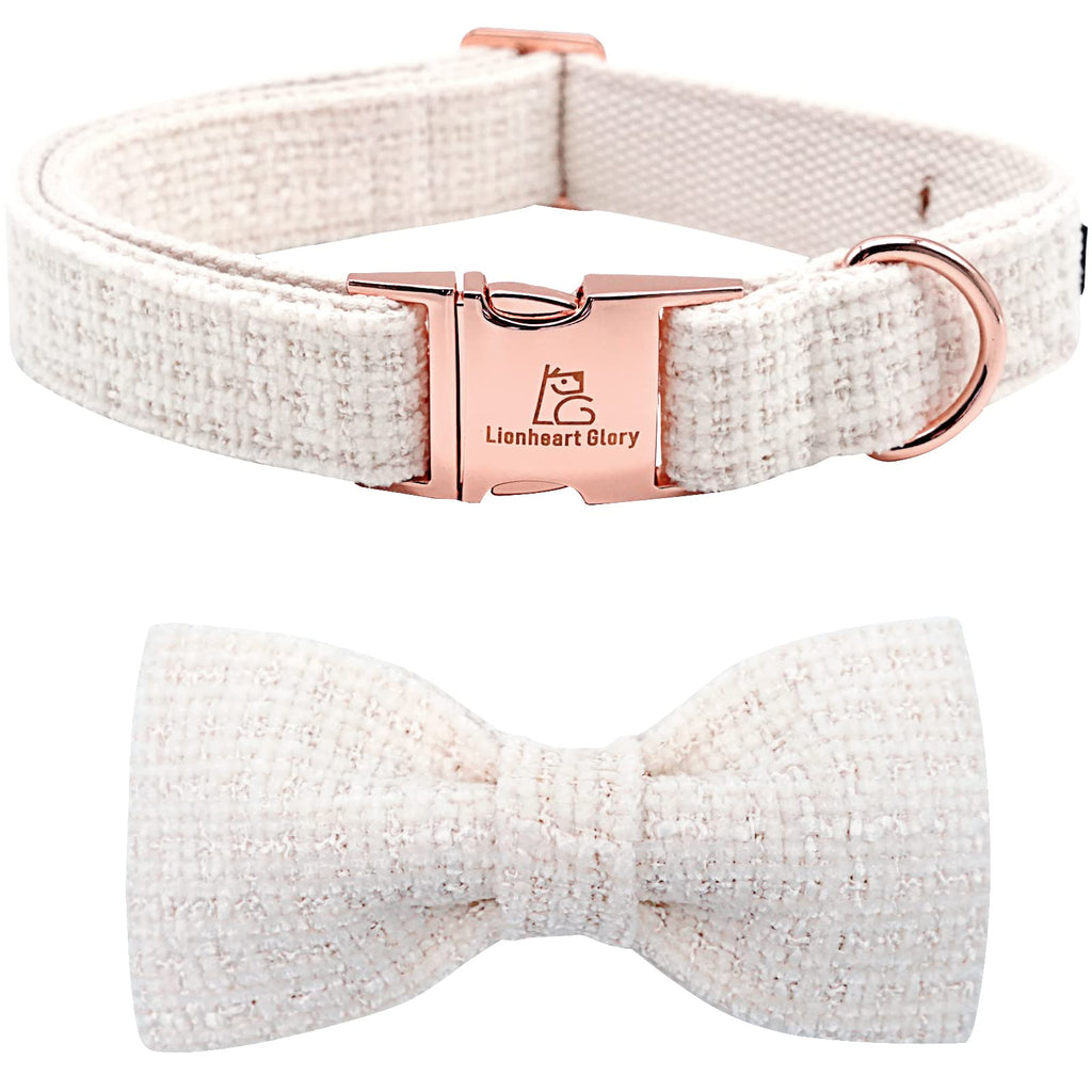 Lionheart glory Dog Collar with Bow, Adjustable Dog Collar with Bow Tie, Pet Gift for Girls or Boys, Soft Dog Collar with Bow Tie for X-Small Dogs XS (Pack of 1) White - PawsPlanet Australia
