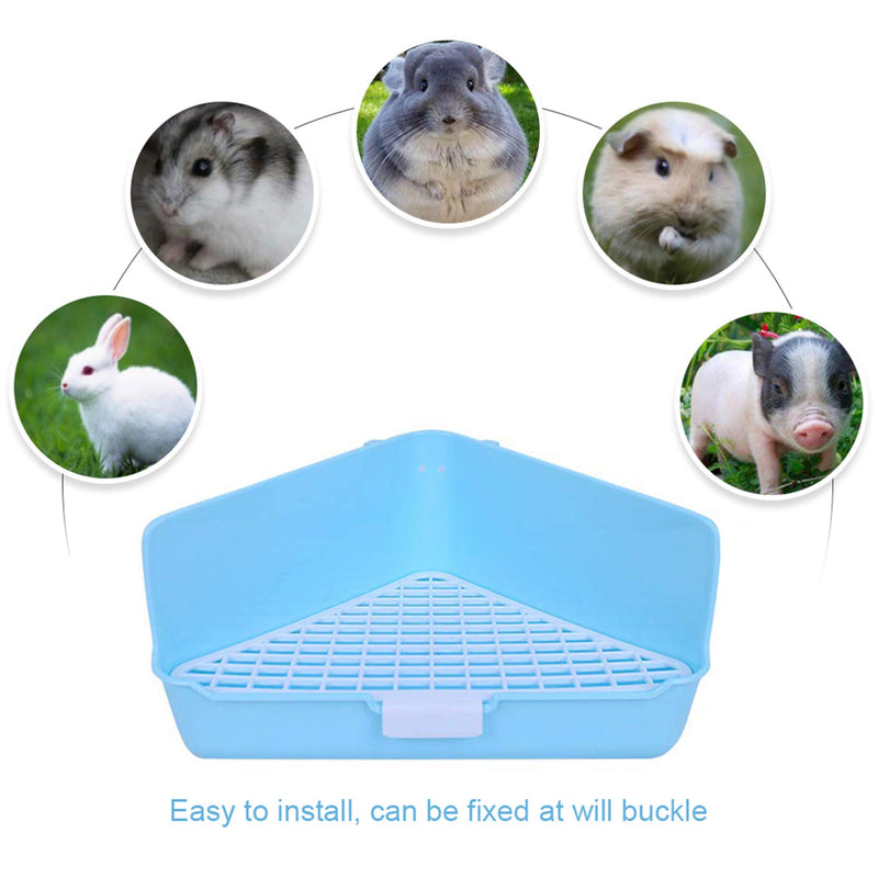 Tfwadmx Guinea Pig Litter Box, Small Animal Corner Litter Pan Tray for Cage Potty Training Toilet for Rabbit Ferret Rat Chinchilla Hedgehog Rodent Pink 3Pcs Blue - PawsPlanet Australia