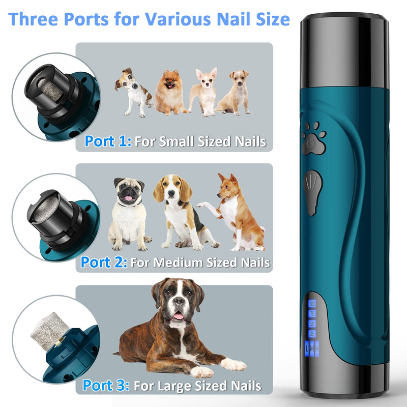 YABIFE Claw Grinder for Dogs, Electric Dog Claw Trimmer, Super Quiet Dog Claw File, Animal Claw Grinder for Small Large Dogs Cats Claw Care & Grooming, 3 Speeds Blue - PawsPlanet Australia