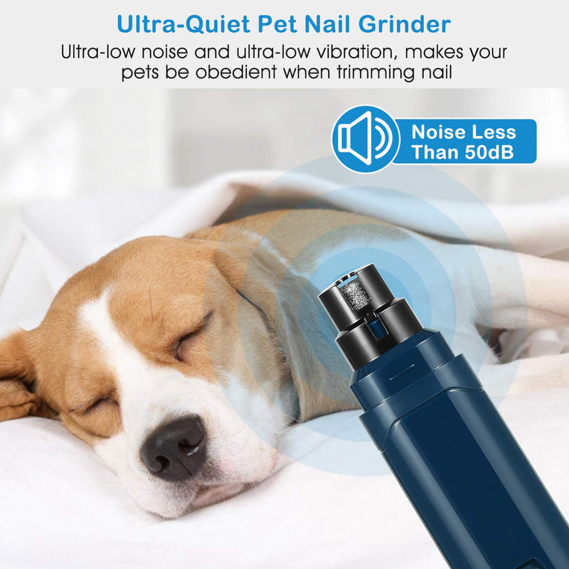 [Australia] - TeqHome Upgraded Dog Nail Grinder, 2 Speed Quiet USB Rechargeable Eelectric Pet Nail Trimmer Painless Paws Grooming for Small Medium Large Dogs & Cats 