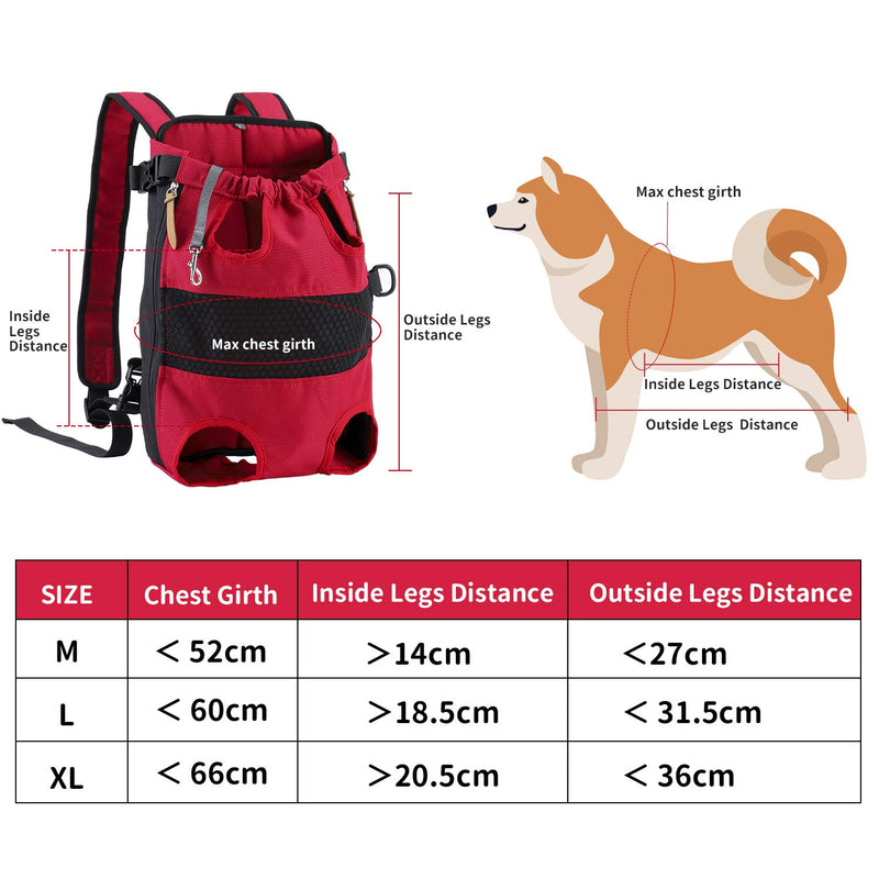 HAPPY HACHI Pet Carrier Backpack, New Upgrade Adjustable Safe Cat Dog Front Bags Lightweight Head Legs Tail Out Hands Free for Traveling Hiking Camping (XL, Red) XL - PawsPlanet Australia