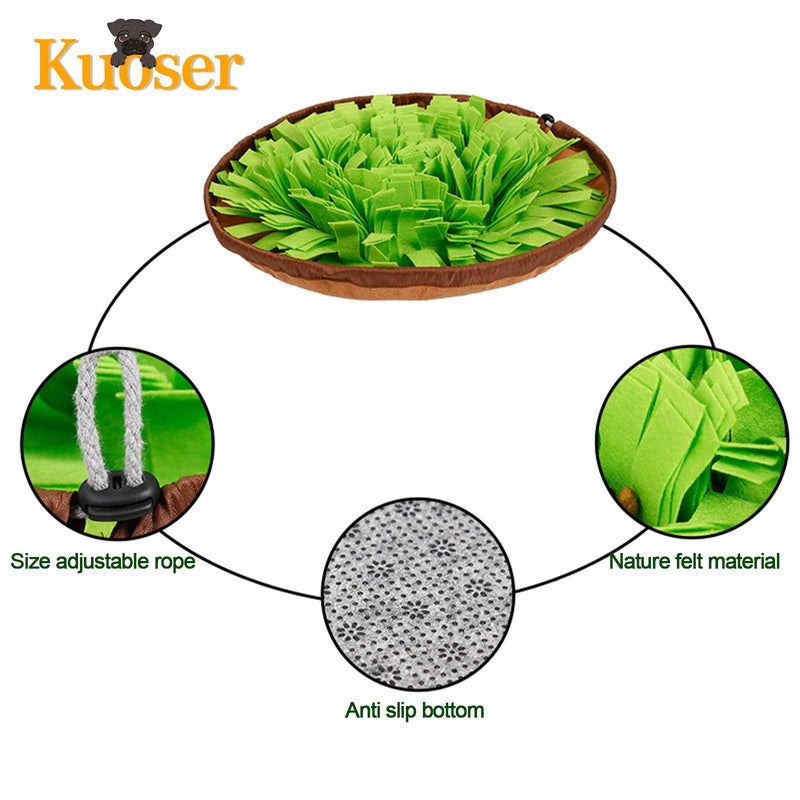 Kuoser Dog Snuffle Mat Pet Training Pad, Dog Interactive Puzzle Toy Puppy Snuffle Feeding Mat for Foraging Skills Reliving Stress, Dogs Non Slip Slowing Feeding Bowl, Portable and Washable Green - PawsPlanet Australia