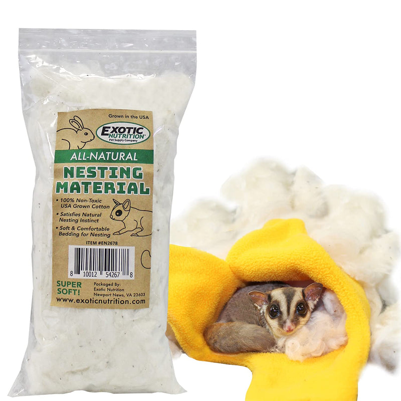 All-Natural Nesting Material - 100% Cotton Eco-Friendly Animal Bedding - For Sugar Gliders, Squirrels, Hamsters, Rabbits, Chinchillas, Rats, Mice, Gerbils, Guinea Pigs and Other Small Pets 1.5 oz. - PawsPlanet Australia