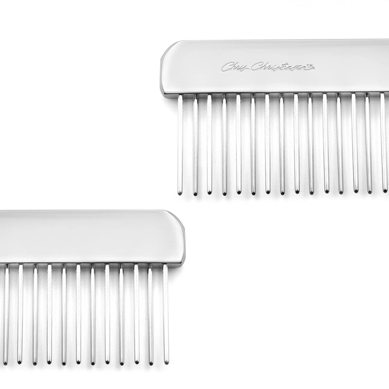 Chris Christensen NTS Staggered 1 1/4 Tooth Buttercomb - Pet Comb - Stainless Steel - Great Finishing Dog Comb - Removes Tangles and Knots Combs - For Grooming Thick and Double-Coated Breeds - 6" Spine #011 - PawsPlanet Australia