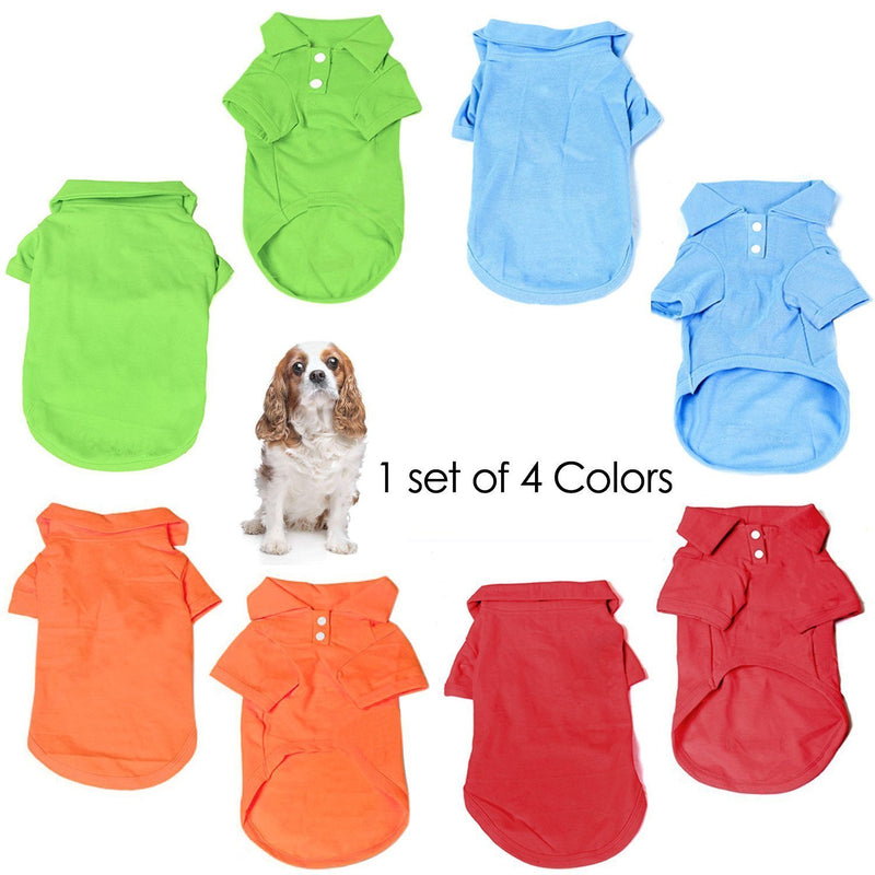 [Australia] - KINGMAS 4 Pack Dog Shirts Pet Puppy T-Shirt Clothes Outfit Apparel Coats Tops Medium 