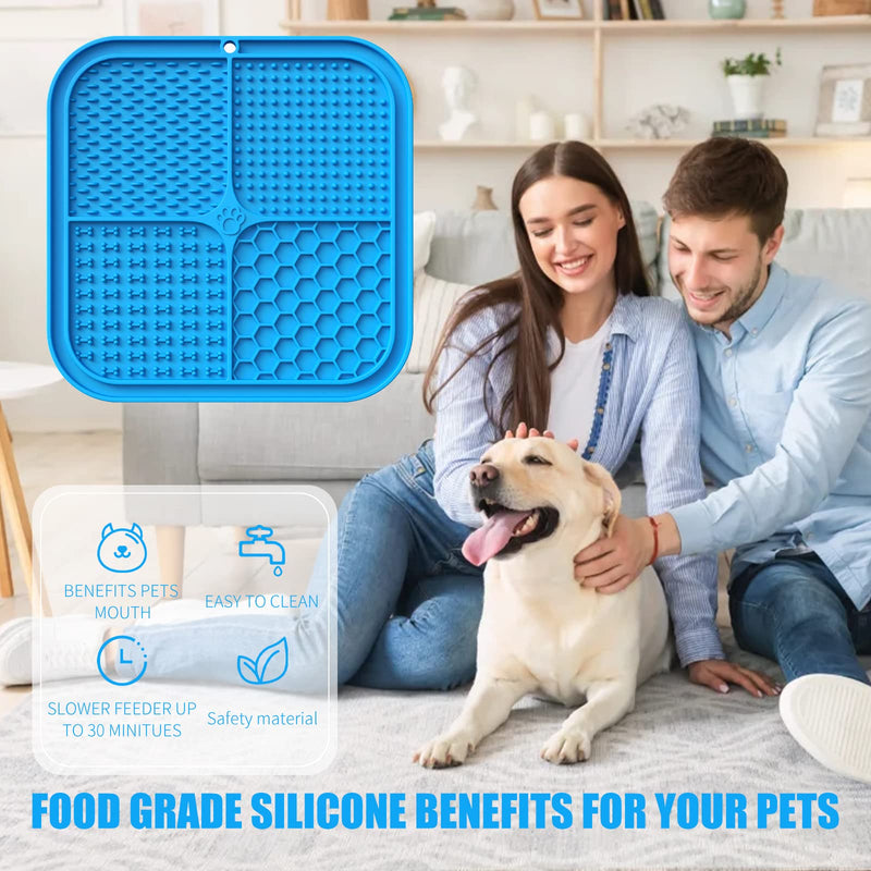 Licking Mat Slow Feeder for Dogs and Cats, Premium Lick Pad with Suction Cups for Dog Anxiety Relief, Slow Feeder Dog Bowls, Bathing, Grooming and Training (Blue) Blue - PawsPlanet Australia