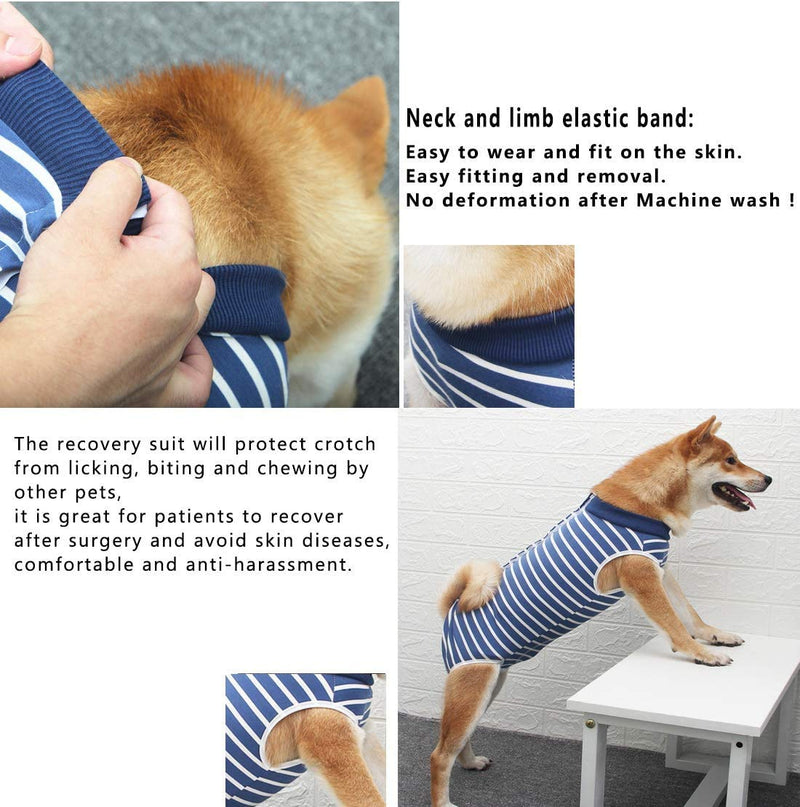 AWOKE Dog Recovery Suit after surgery for Small Medium Large Cats after neutering Wear Substitute E-collar & Cone,Surgical Protector Shirt Abdominal Wounds (XXL,Chest: 27.6-34.6inches, Blue) XXL,Chest: 27.6-34.6inches - PawsPlanet Australia