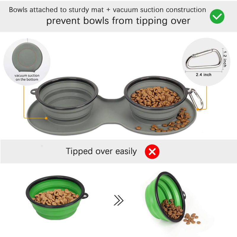 [Australia] - WINSEE Collapsible Dog Bowls with Mat, Portable Foldable Travel Dog Bowls, Expandable Cup Dish, No Spill Non-Skid Silicone Pet Food&Water Feeder Bowl with Free Frisbee& Carabiner, for Indoor, Outdoor 