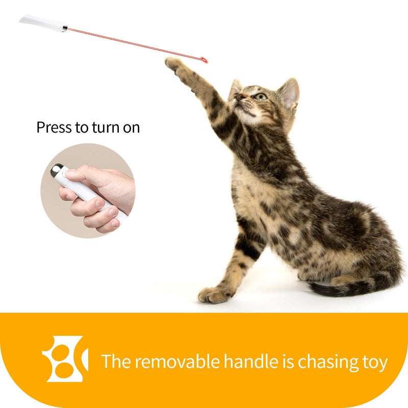 claws & tails 2-in-1 Retractable Cat Wand Toys for Indoor Cats, Interactive Kitten Teaser and Chasing Toy, with LED Light Feather/Ribbons/Butterfly 4 Attachments Refill, Kitty Toy White - PawsPlanet Australia