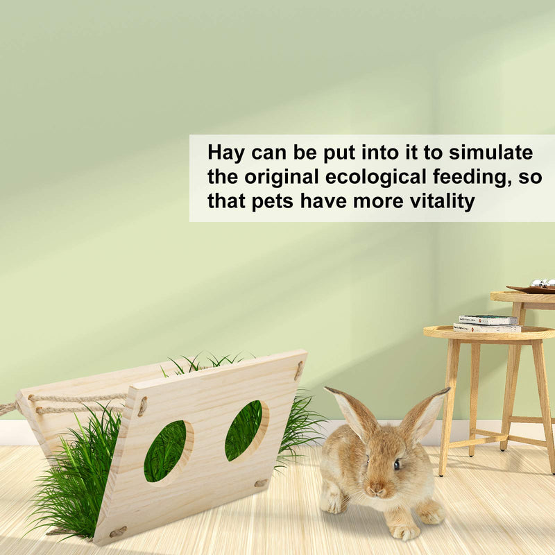 Rabbit Hay Wooden Manger Wall-mountable Food Feeding Rack Feeder Grass Holder Non-Toxic Grass Container Hay Dispenser for Guinea Pig, Rabbit, Chinchilla, Hamster Hay Rack-A - PawsPlanet Australia