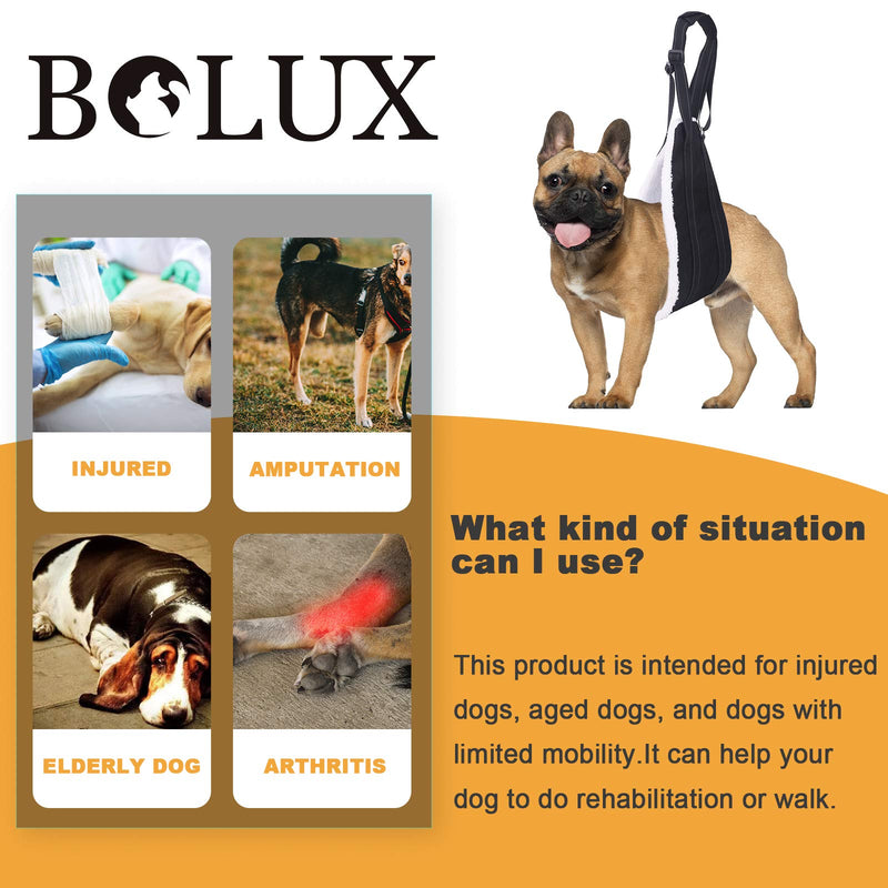 [Australia] - Bolux Portable Dog Sling Rear Legs - Dog Lift Harness for Back Legs, Adjustable Hip Support Harness for Canine Aid Arthritis for Small Medium & Large Dogs Rehab Poor Stability Dogs Walking L Black 