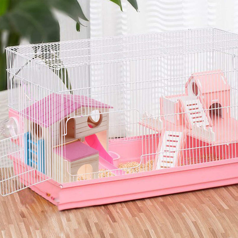 kathson Pet Small Animal Hideout Hamster House with Funny Climbing Ladder Slide Wooden Hut Play Toys Chews for Small Animals Like Dwarf Hamster and Mouse 1 pcs Blue+1 pcs Pink - PawsPlanet Australia