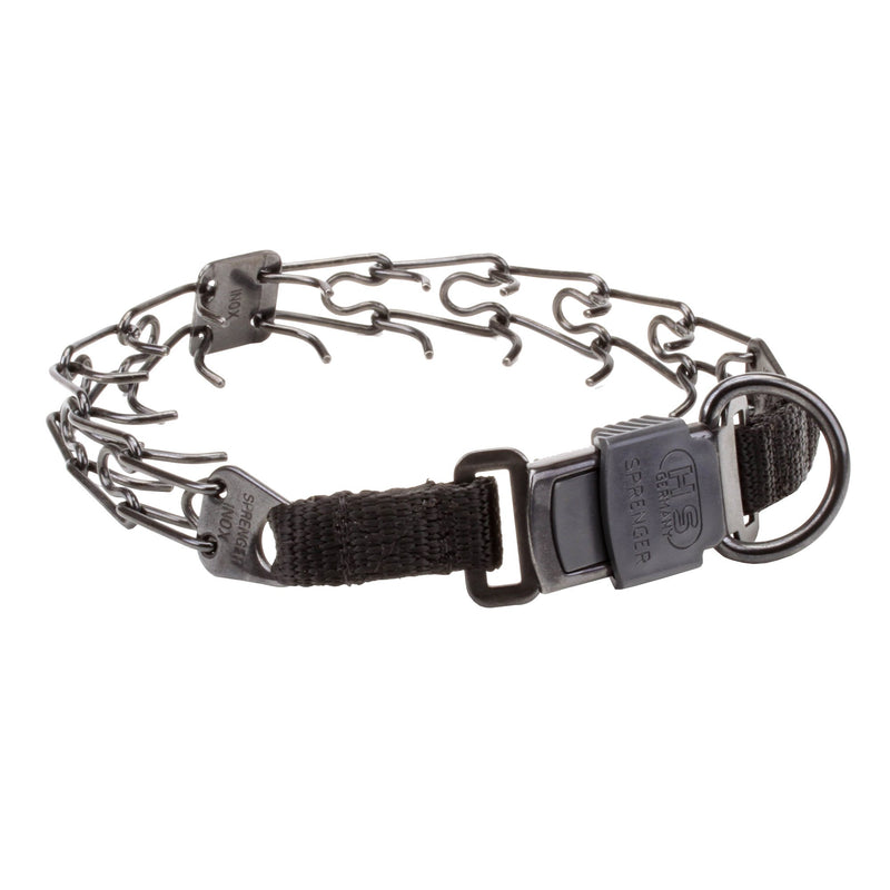 Herm Sprenger Black Stainless Steel Prong Collar for Pit Bull Terrier with Click-Lock Buckle and Nylon Loop - 2.25 mm x 16 inches - PawsPlanet Australia