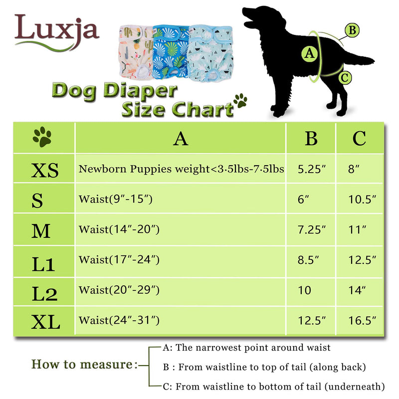 [Australia] - LUXJA Reusable Female Dog Diapers (Pack of 3), Washable Wraps for Female Dog (Flamingos+Polar Bears+Flowers) L2: waist 20"-29" 