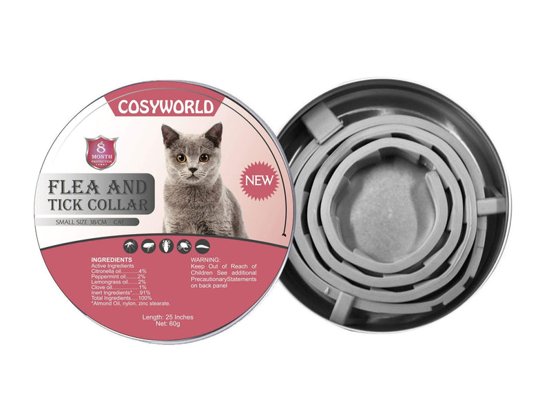 [Australia] - COSYWORLD 2 Pack Flea and Tick Collar for Cats - 100% Natural Essential Oil Flea & Tick Prevention - Adjustable, Safe & Waterproof Flea Control Collar 