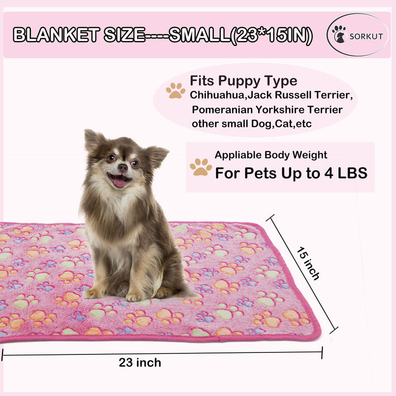 1 Pack 3 Puppy Blankets Super Soft Warm Sleep Mat Paw Print Blanket Fluffy Premium Fleece Pet Blanket Flannel Throw Dog Blankets for Small Dogs Puppy Cat ,Small(23"x15") Small(23"x15") Beige/Brown/Pink - PawsPlanet Australia