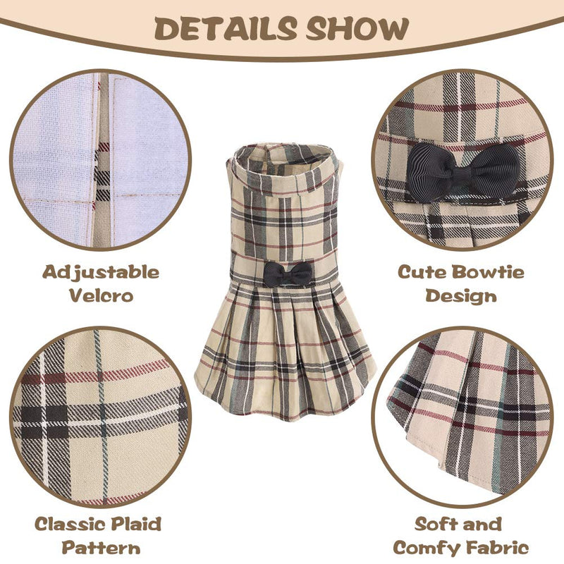 [Australia] - CHOLOGIFT Classic Plaid Dog Dress Cute Puppy Clothes Outfit S 