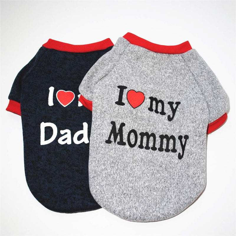 N / A Pet Winter Clothes, Fleece Dog Warm Coats Love Daddy Pet Clothing for Cats Puppy Small Dogs (S, Dark Blue) S Dark Blue Love Daddy - PawsPlanet Australia