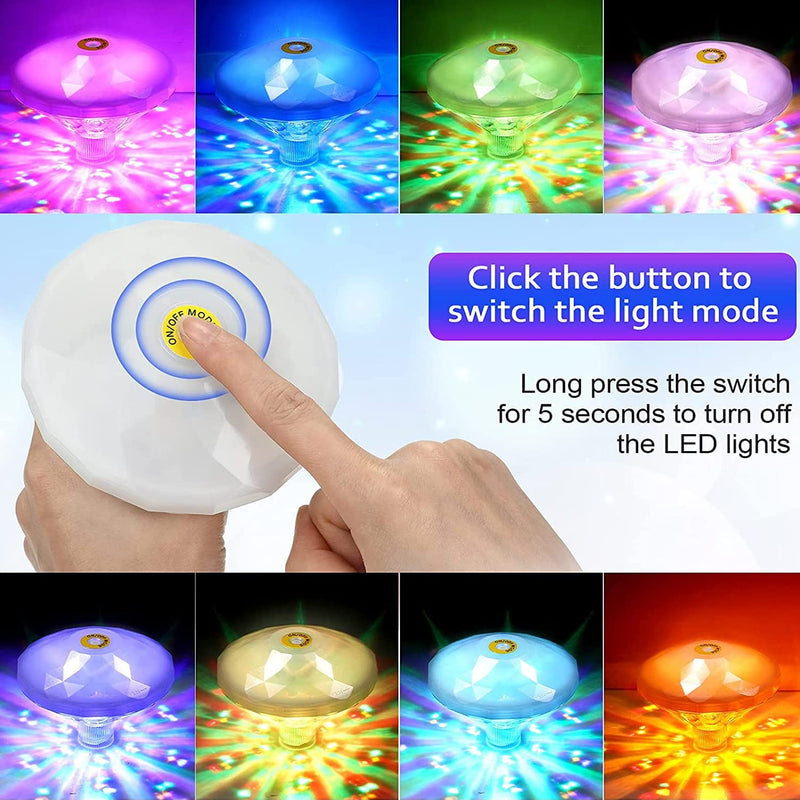 CUQOO Waterproof Multicolour LED Floating Pool Tub Lights for Swimming Pools – 7 Mode Disco Lights for Kids & Adults Parties | Battery Operated Bath Lights for Paddling Pools, Bath, Hot Tub & More - PawsPlanet Australia