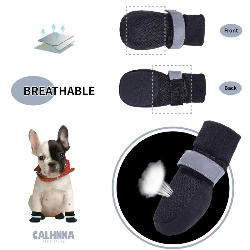 CALHNNA Dog Boots for Small, Medium Dogs - Dog Shoes with Breathable Mesh Nonslip Rubber Soles(Upgrade) to Prevent Scratching Licking Size S: 1.69"(Width) Black - PawsPlanet Australia