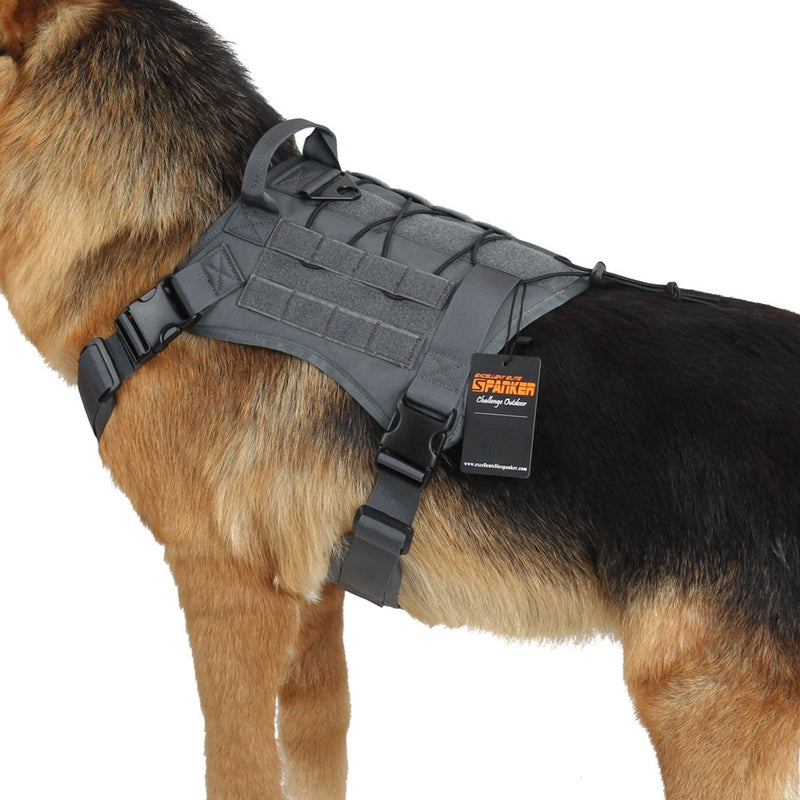 [Australia] - EXCELLENT ELITE SPANKER Tactical Dog Harness Military Dog Harness Working Dog Vest Molle Adjustable Training Vest Patrol K9 Harness Large with Handle XL Grey 