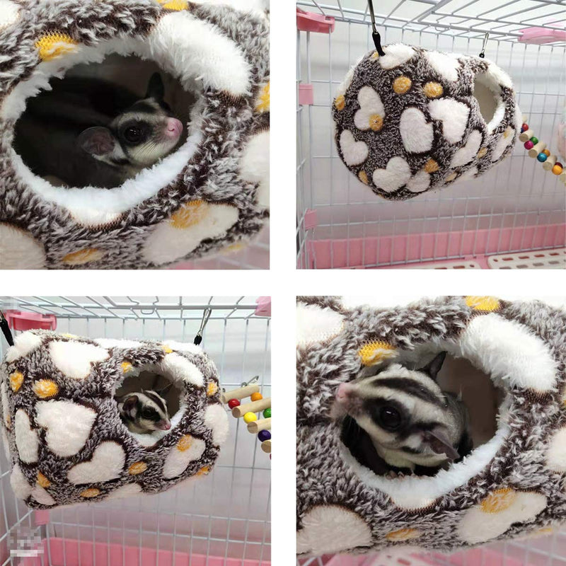 Wontee Hamster Plush Hammock Warm Sleeping Nest Bed for Syrian Hamster Gerbil Rat Mouse Sugar Glider Squirrel Coffee - PawsPlanet Australia