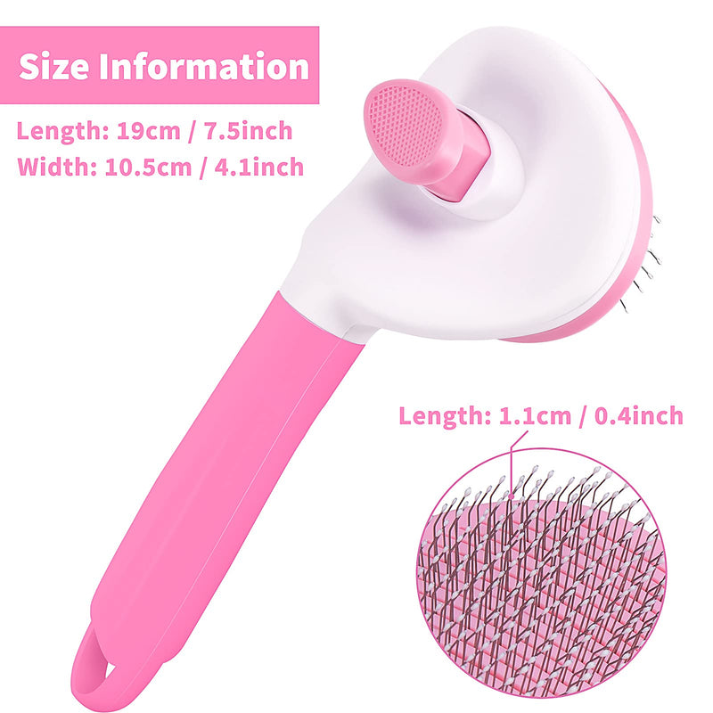 MELLIEX Dog Brush & Cat Brush, Self Cleaning Slicker Pet Grooming Brush, Shedding Grooming Tools for Dogs & Cats with Long or Short Hair Pink - PawsPlanet Australia