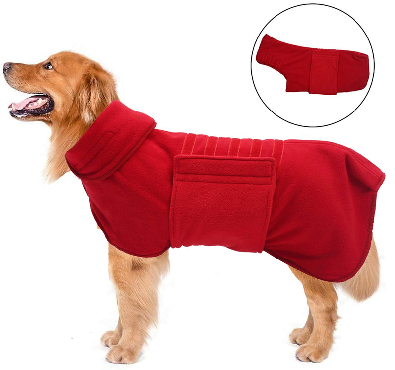Geyecete Fleece Dog Winter drying Coats, Outdoor Dog Apparel with Adjustable Bands Premium Microfibre Fast Drying Super Absorbent-Red-S S Red - PawsPlanet Australia