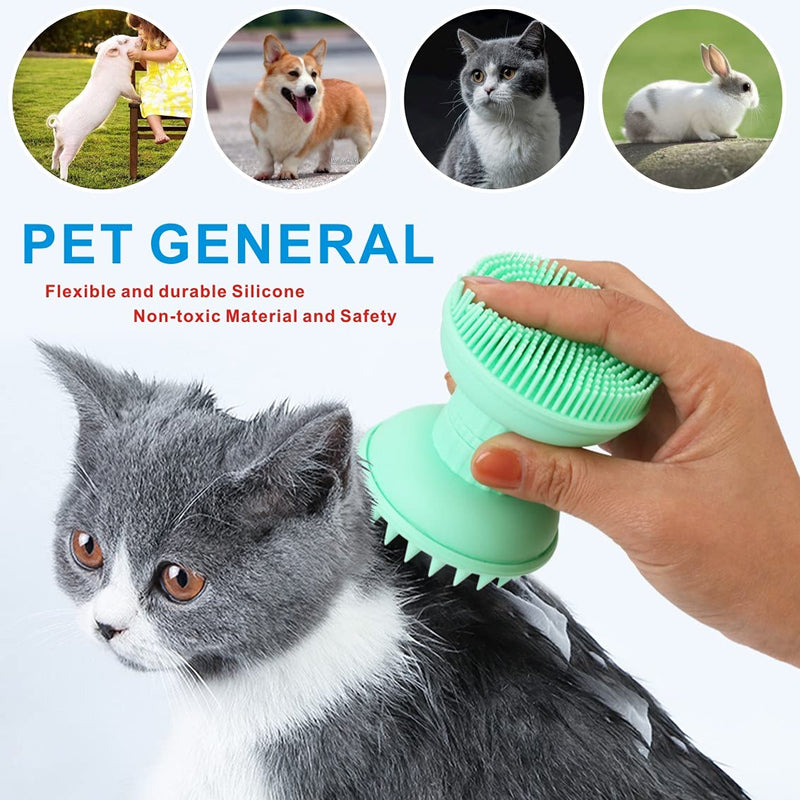 Idepet 4 in 1 Pet Dog Bath Brush,Double Head Cat Dog Massage Brush with Shampoo Dispensers Soft Silicone Brush for Pet Puppy Cats Kitten Teddy Chihuahua Grooming Deshedding Bath Massage (Green) Green - PawsPlanet Australia