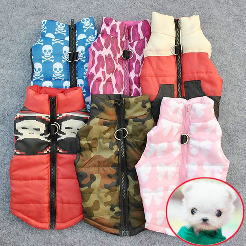 [Australia] - MaruPet Winter Waterproof Windproof Reversible Dog Vest Coat Warm Dog Vest for Cold Weather Dog Down Jacket for Small Medium Dogs (Not Suitable for Big Dogs) XS(Back:9.0", Chest:13.5", 3.0-5.0lbs) Camouflage 