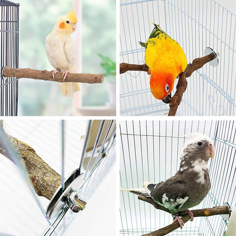 4 Pieces Perches for Bird Cages, Natural Perches for Birds, Bird Cage Wood Accessories, Bird Perch Stand Set, Parakeet Nature Wood Stand, with 8 Washers and 4 Butterfly Screws, for Parrots, Birds A - PawsPlanet Australia