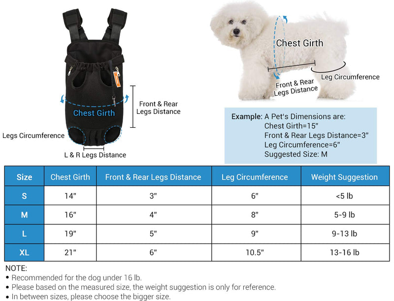 [Australia] - NICREW Legs Out Front Dog Carrier, Hands-Free Adjustable Pet Backpack Carrier, Wide Straps Shoulder Pads Black XL 