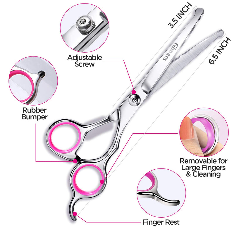 [Australia] - Gimars 4CR Stainless Steel Dog Grooming Scissors Kit with Safety Round Tip, Heavy Duty Titanium Coated Pet Grooming Trimmer Kit - Thinning, Straight, Curved Shears Comb for Pet 6.5inch Straight Scissors 