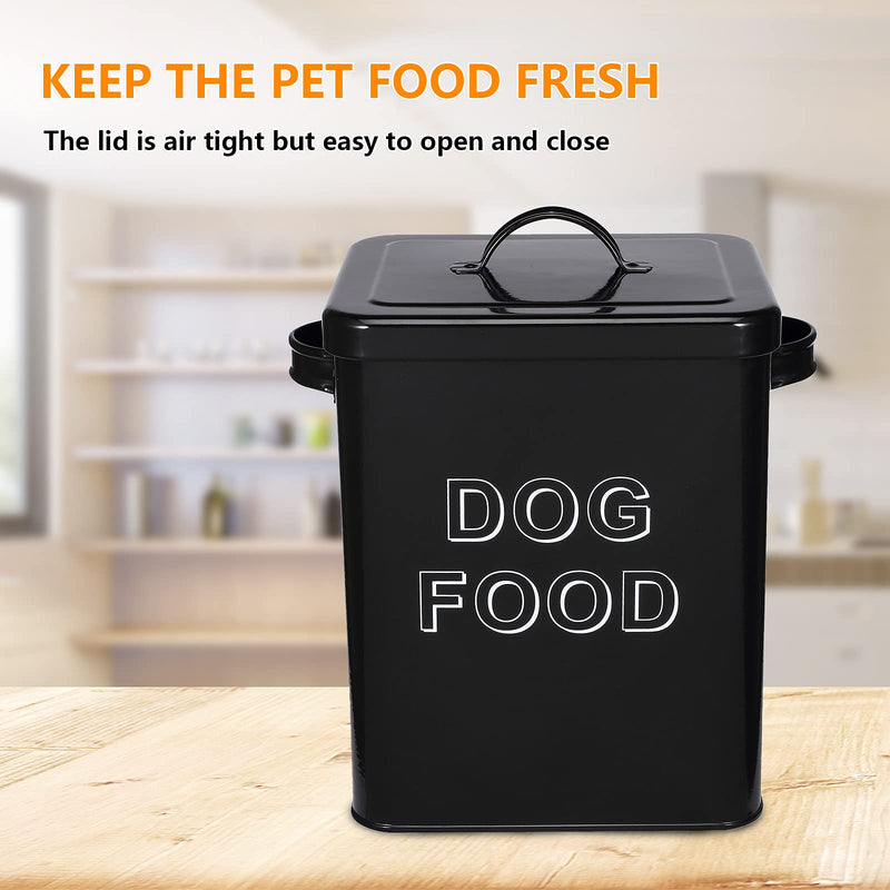 Pethiy airtight Dog Treat container bin and DOG Food Storage Tin with Lid With Handle |4-5 lbs Capacity | Serving Scoop Included -Black Black - PawsPlanet Australia