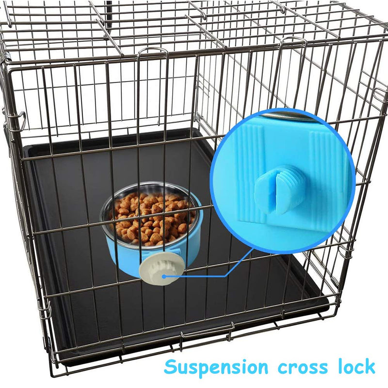 FANDE 2-in-1 Pet Hanging Bowl, 2PCS Removable Stainless Steel Dog Crate Bowl Food Water Hanging Bowl with Plastic Puppy Feeder Food Water Bowl for Cat, Rabbit, Bird, Hamster - PawsPlanet Australia