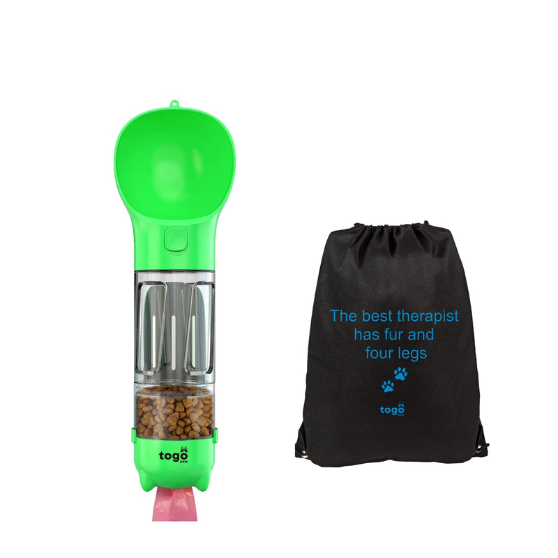 Dog Water Bottles for Walking (Green, 300ml) Portable Dog Water Bottle, Dog Water Bottles, Water Bottles for Dogs, with dog water bowl and poo bag dispenser + dog walking bag. GREEN - PawsPlanet Australia