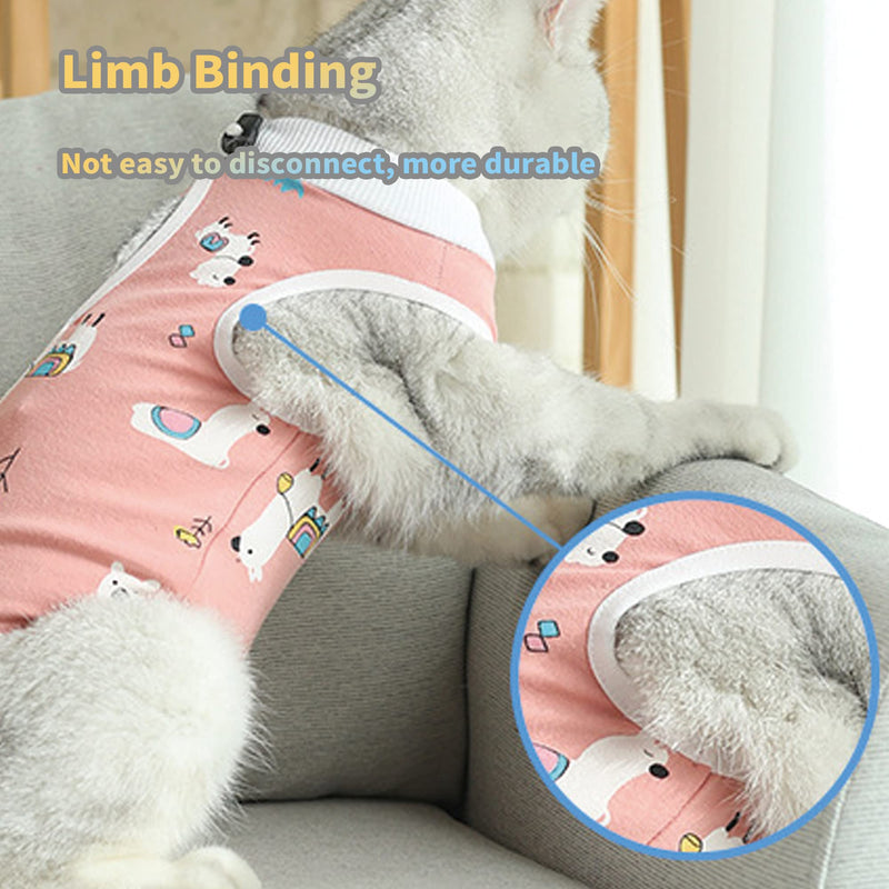 CGLRybO Cat Professional Recovery Suit for Abdominal Wounds or Skin Diseases, E-Collar Alternative for Cats and Dogs, After Surgery Wear, Pajama Suit Alpaca Pattern M - PawsPlanet Australia
