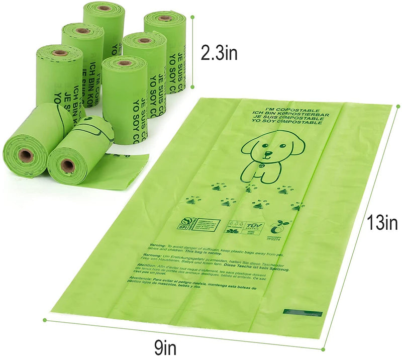Poop Bags for Dog Waste, Tear Resistant, Thick Plastic, Guaranteed Leak-proof, Scented 120 Counts 8 Rolls, Each Dog Poop Bag Measures 9 x 13 Inches - PawsPlanet Australia