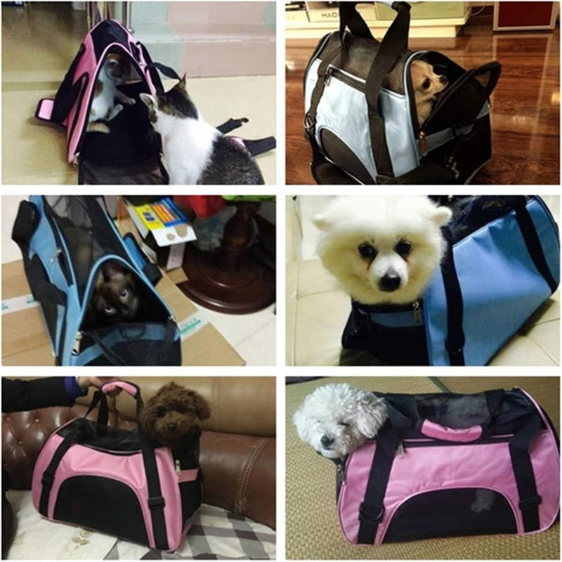 Pet Dog Cat Carrier Bag Puppy Handbag Portable Pet Travel Bag Soft Sided Bag Airline Approved with Breathable Mesh Pouch Pet Car Seat Booster Puppy Cage Tote for Small Medium Dogs Cats Puppies Rabbit Blue-L size - PawsPlanet Australia