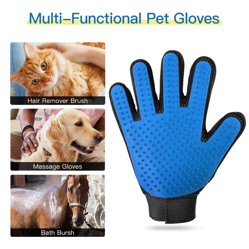 YWD Pet Grooming Glove Hair Remover Brush Hair Removal Gloves-Efficient Pet Hair Removal Set-Easily Groom Long Hair and Short Hair of Cats and Dogs-1 Pair 1 Pair(Blue) - PawsPlanet Australia