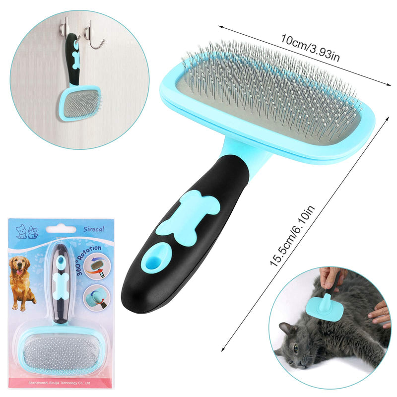 Makerfire Slicker Brush Large, 360 Degree Rotation Flexible Slicker Brush for Long Haired Dog, Pet Dog Cat Slicker Brush, Pet Teezer Brush (Large, Blue) - PawsPlanet Australia