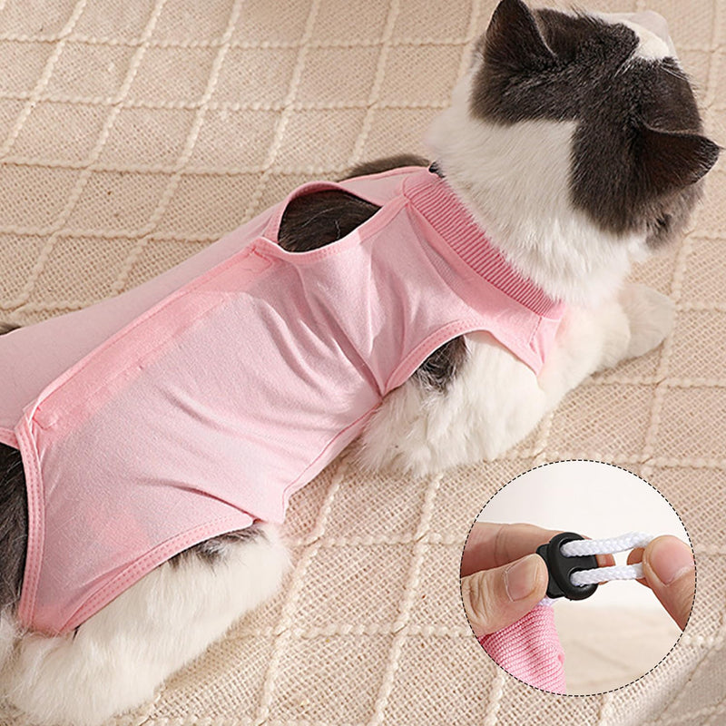 2 Pieces Cat Rehabilitation Clothes, Postoperative Recovery Clothes, Anti-Scratch and Anti-Leak Protection, Soft Cat Clothes, Wound Protection Clothes, Cat Vest, Pet Pajamas (Pink, Blue) - PawsPlanet Australia