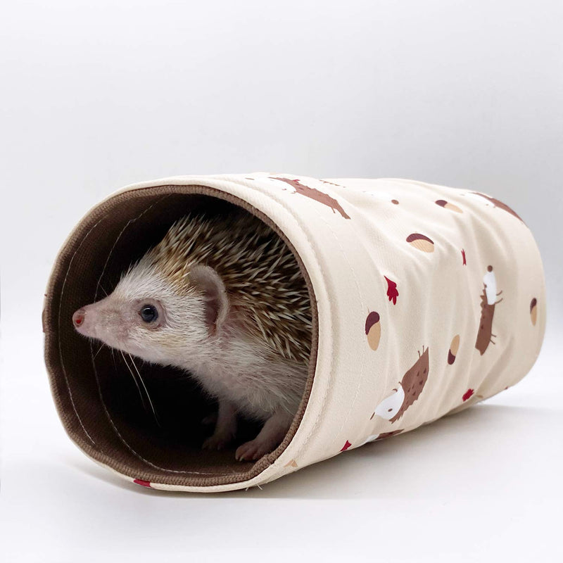 Handmade Small Animal Tunnel Collapsible Pet Play Toy Tunnel Tube for Dwarf Rabbit Hamster Guinea Pig Toys Chinchilla Sugar Glider Hedgehog Hideout Cave Beige - PawsPlanet Australia