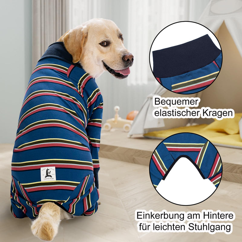 Axcimond dog bodysuit after surgery dog one-piece dog bodysuit castration bitch/male surgery body dog recovery suit for dogs after surgery long-sleeved wound protection suits alternative to neck collars for dogs 3XL navy blue - PawsPlanet Australia