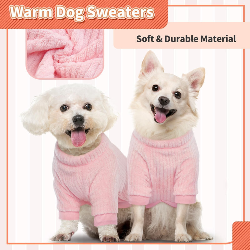 Kuoser Small Dog Sweater, Dog Sweaters Dog Clothes for Small Dogs Girls Boys, Warm Puppy Sweater Dog Winter Clothes, Christmas Puppy Sweater for Yorkie, Bichon Frise, Shih Tzu (Pink S) Small (Chest: 17.3'' / 44cm) Pink - PawsPlanet Australia